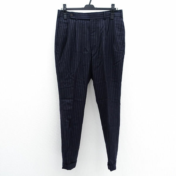 Rakuten - JOHN LAWRENCE SULLIVAN / ジョンローレンスサリバン ◆スラックス/2タック/ストライプ/ネイビー/サイズ38 2B0003-16-13 【メンズ/MEN/男性/ボーイズ/紳士】 メンズファッション【中古】