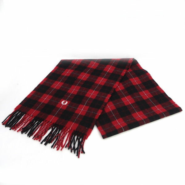 Cashmere - FRED PERRY / フレッドペリー ◆マフラー/チェック柄/カシミヤ混/レッド×ブラック 【レディース/ガールズ/LADY/女性/婦人】 レディースファッション【中古】