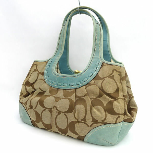 COACH / コーチ ◆エルゴ シグネチャー がま口 トートバッグ 12232 【バッグ/バック/BAG/鞄/カバン】 ブランド【中古】