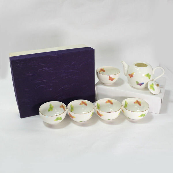 乐天商城 - 美濃焼 山加陶器 ◆【和食器】美濃焼/花庵 古都の花茶器揃（急須・湯呑5） 140 ギフト【未使用】