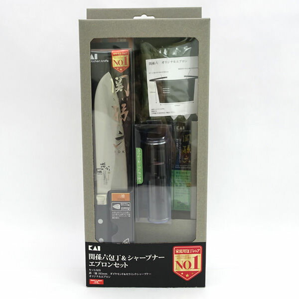 Rakuten - 貝印株式会社 ◆関孫六 茜　三徳＆関孫六　シャープナー　エプロンセット RC5047 生活雑貨【未使用】