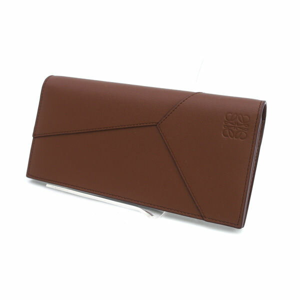 M - LOEWE / ロエベ ◆ホリゾンタル ウォレット パズル 二つ折り長財布 ブラウン レザー 【財布/サイフ/ウォレット/wallet/コイン】 ブランド【中古】
