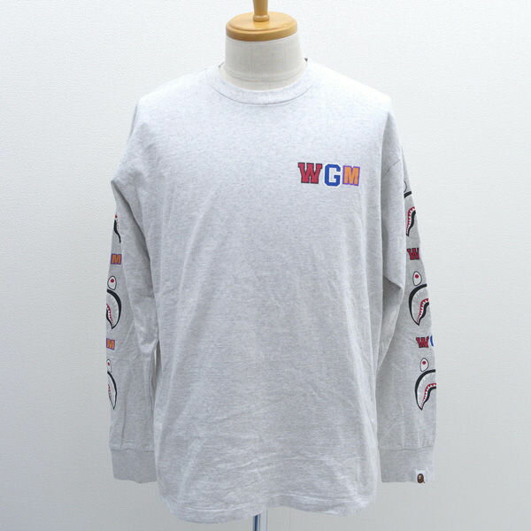 Rakuten - A BATHING APE / アベイシングエイプ ◆長袖Tシャツ/WGM/腕シャーク/グレー/サイズL 001LTG801021X 【メンズ/MEN/男性/ボーイズ/紳士】 メンズファッション【中古】