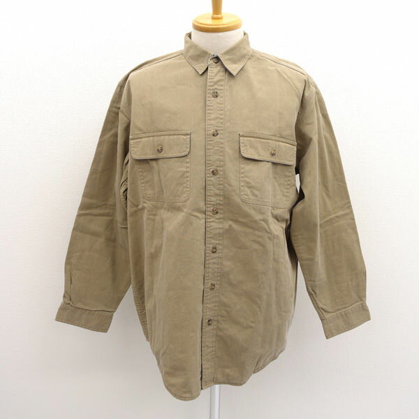 Rakuten - L.L.Bean / エルエルビーン ◆長袖シャツ/シャツジャケット 裏地チャック柄/ベージュ/サイズLG MS96 【メンズ/MEN/男性/ボーイズ/紳士】 メンズファッション【中古】