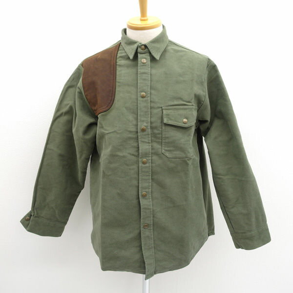 Rakuten - KOOLAH / クーラー ◆長袖シャツ/シャツジャケット レザー切替/グリーン/サイズM 【メンズ/MEN/男性/ボーイズ/紳士】 メンズファッション【中古】
