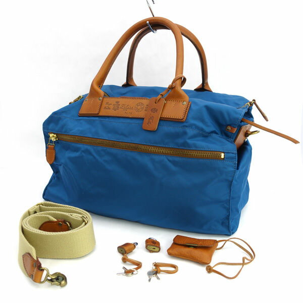 Rakuten - Felisi / フェリージ ◆ボストンバッグ/2way/ナイロン×レザー/ブルー 20314/1/DS 【バッグ/バック/BAG/鞄/カバン】 メンズファッション【中古】