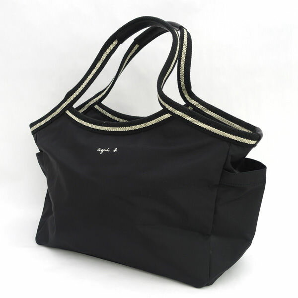 Rakuten - agnes b / アニエスベー ◆ハンドバッグ/ボヤージュ/ロゴ/ナイロン/ブラック 【バッグ/バック/BAG/鞄/カバン】 レディースファッション【中古】