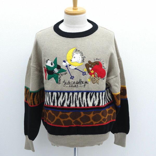 樂天商城 - CASTELBAJAC SPORT / カステルバジャックスポーツ ◆ニット/セーター/ワッペン/ベージュ×総柄/サイズ4 312-6302 【メンズ/MEN/男性/ボーイズ/紳士】 メンズファッション【中古】