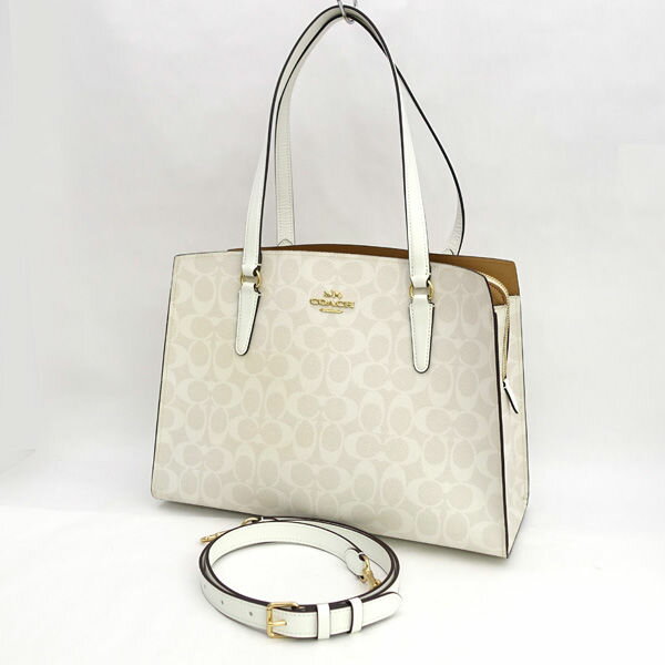 乐天商城 - COACH / コーチ ◆シグネチャー テイタム 2WAYバッグ ホワイト系 C4075 【バッグ/バック/BAG/鞄/カバン】 ブランド【中古】