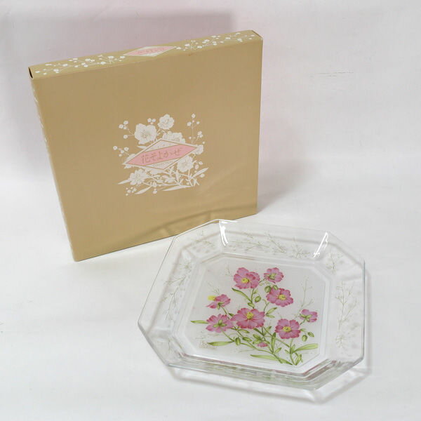 Rakuten - 東洋ガラス ◆東洋ガラス/花そよかぜ スクエアプレート N8-01 すまい　雑貨　ギフト ギフト【中古】