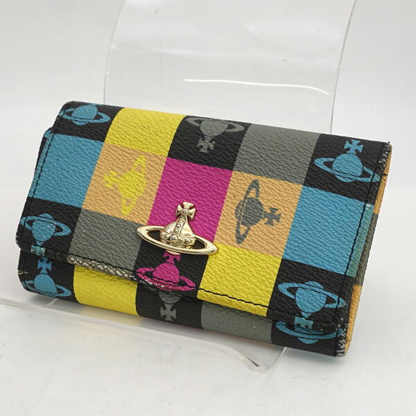 Vivienne Westwood / ヴィヴィアンウエストウッド ◆キーケース/オーブ柄/チェック/マルチカラー 【KEY/キー/鍵】 レディースファッション【中古】 【メール便可】