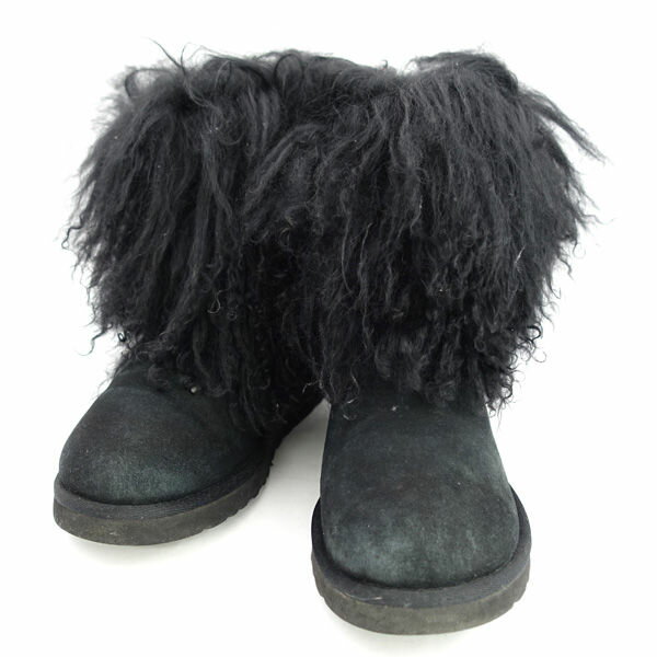 乐天商城 - UGG / アグ ◆シープスキンカフブーツ/ムートンブーツ/ブラック/24cm 1875 【レディース/ガールズ/LADY/女性/婦人】【靴/クツ/シューズ/SHOES】 レディースファッション【中古】