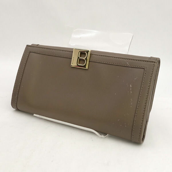 樂天商城 - BALLY / バリー ◆二つ折り長財布/B金具/レザー/ベージュ 【財布/サイフ/ウォレット/wallet/コイン】 レディースファッション【中古】