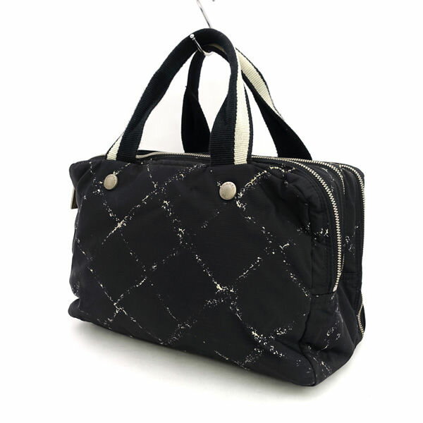 Rakuten - CHANEL / シャネル ◆旧トラベルライン ミニボストン ハンドバッグ ナイロン ブラック 【バッグ/バック/BAG/鞄/カバン】 ブランド【中古】