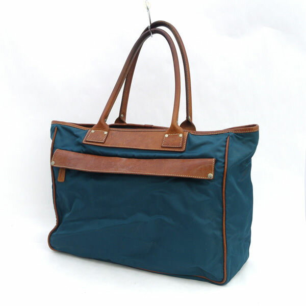 乐天商城 - Felisi / フェリージ ■トートバッグ ナイロン レザー コバルトグリーン 14-26 【バッグ/バック/BAG/鞄/カバン】 ブランド【中古】