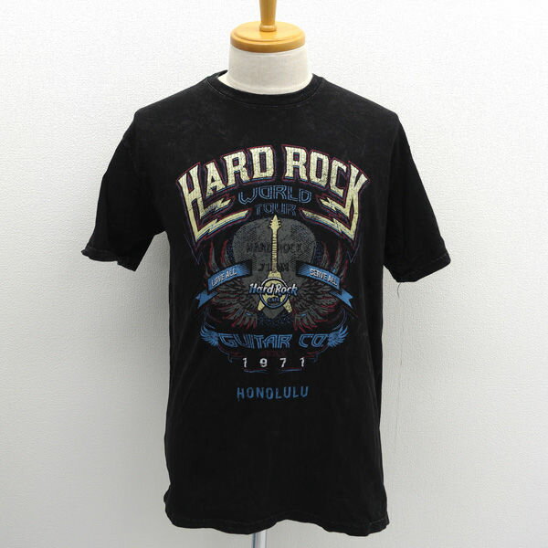 樂天商城 - Hard Rock Cafe ◆Tシャツ/プリント/ヴィンテージ加工/ギター/ブラック/サイズL 【メンズ/MEN/男性/ボーイズ/紳士】 メンズファッション【中古】