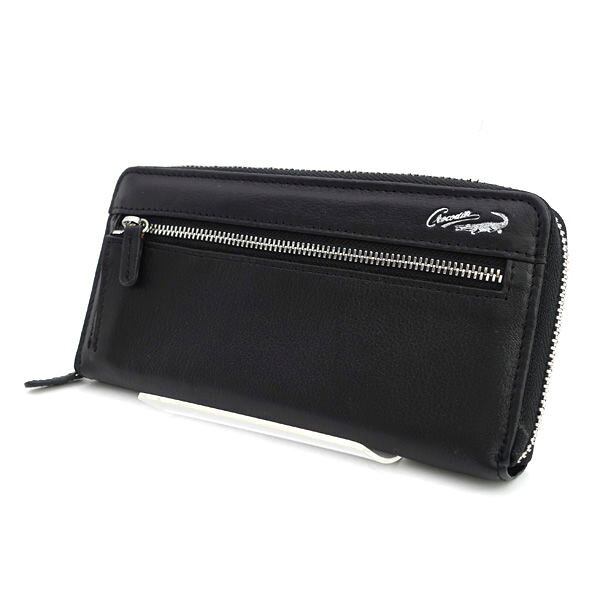 Crocodile / クロコダイル ◆ラウンドファスナー長財布/レザー/ブラック 【財布/サイフ/ウォレット/wallet/コイン】 メンズファッション【中古】