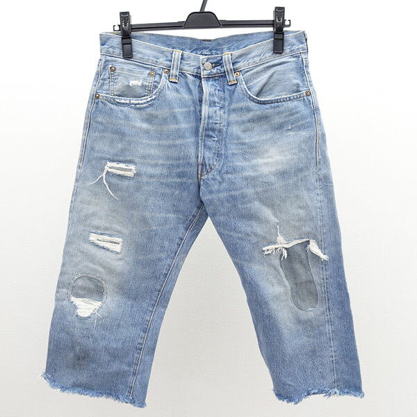 Levis / リーバイス ◆デニムパンツ/7分丈/501XX/ビックE/赤耳/リペア/インディゴ/W32 47501.0060 【メンズ/MEN/男性/ボーイズ/紳士】 メンズファッション【中古】