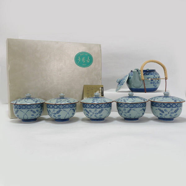 有田焼 聖山窯 ◆有田焼/夢彩器 萩絵 蓋付茶器揃（急須・湯呑5） 712711 ギフト【未使用】