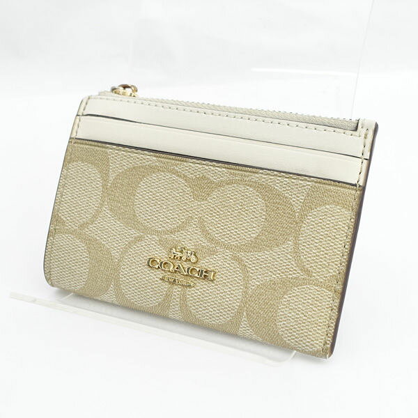 COACH / コーチ ◆シグネチャー コインケース 小銭入れ カードケース キーリング付き 【財布/サイフ/ウォレット/wallet/コイン】 【カード/パス/定期/名刺】 ブランド【中古】