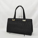 【価格見直し】【2025/04/29】■ハンドバッグ オーストリッチ ブラック 【バッグ/バック/BAG/鞄/カバン】パーティー 冠婚葬祭 【中古】