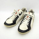 【価格見直し】【2024/04/09】PRADA / プラダ ■プラダ レザースニーカー 8.5 白/黒/赤 【メンズ/MEN/男性/ボーイズ/紳士】【靴/クツ/シューズ/SHOES】 ブランド【中古】