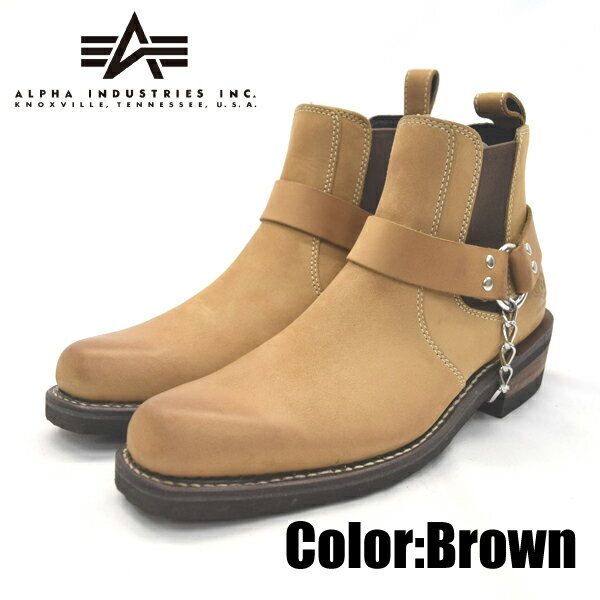 ALPHA INDUSTRIES アルファインダストリーズ AFB-20011 ブラウン 26.0cm 本革 ウエスタン ブーツ 靴 メンズ 【nesh】【新品】