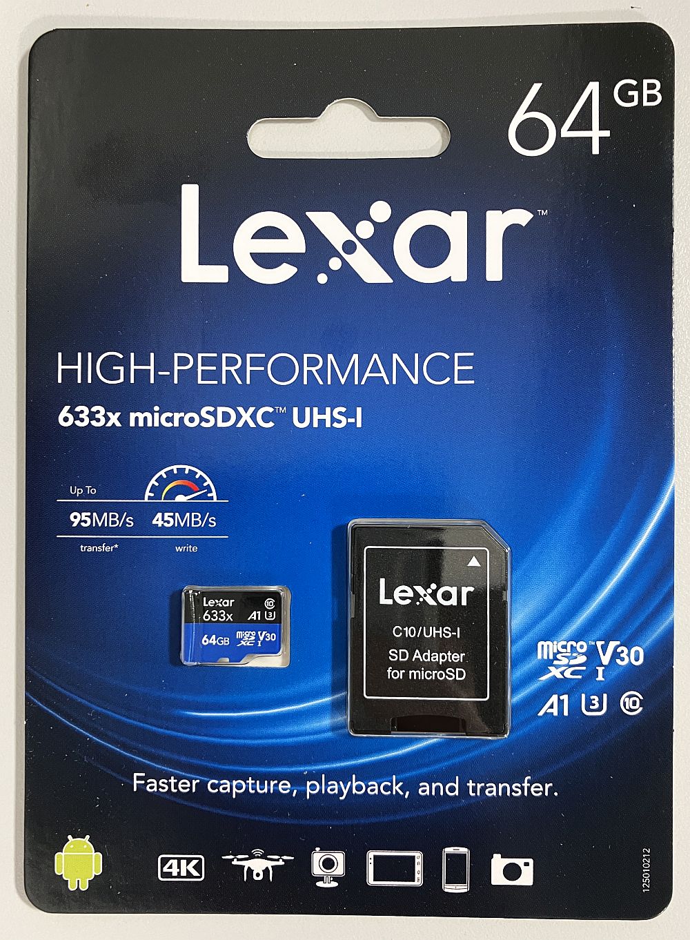 Lexar �쥭���� microSD������ 64GB UHS-I U1 Class10 V30 A1��R��98MB/s W��45MB/s��LSDMI64GBBAP633A