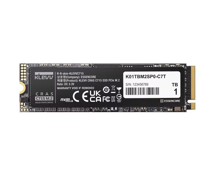 ESSENCORE KLEVV C715 M.2 SSD 1TB 3D TLC NAND M.2 2280 NVMe（PCIe Gen3×4）Read 3200MB/s / Write 2000MB/s K01TBM2SP0-C7T 5年保証