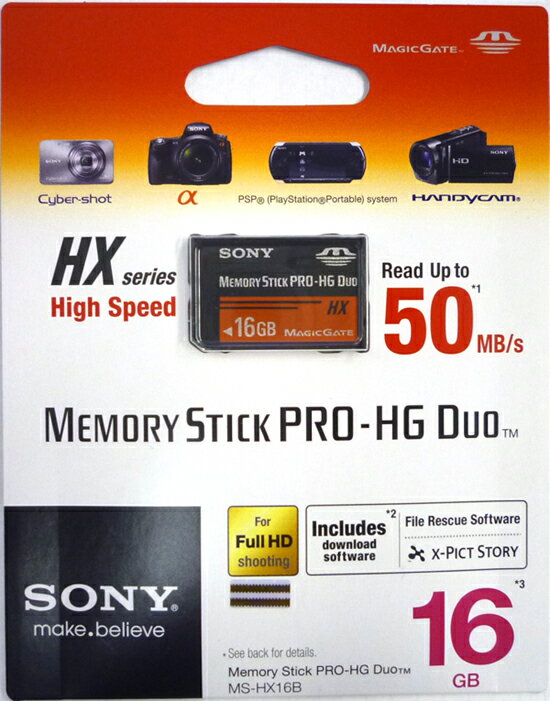 Sony 最大50MB/sの高速データ転送を実現！MS-HX16B メモリースティックPRO-HG Duo 16GB 海外パッケージ USBアダプター無