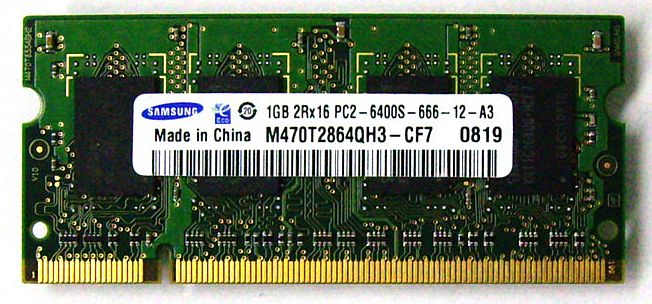 SAMSUNG サムスン純正 ノートPC用 増設メモリ SODIMM PC2-6400 DDR2-800 1GB M470T2863EHC-CF7