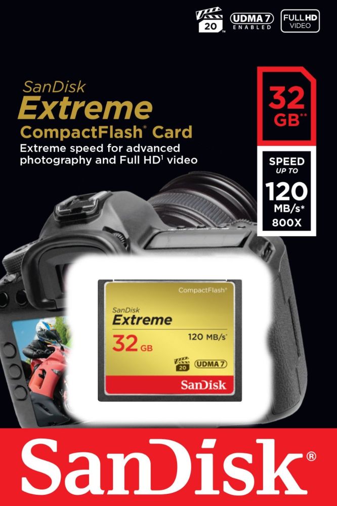Sandisk サンディスク Extreme 800倍速CFカード 32GB (120MB/s UDMA7 対応) 海外パッケージ SDCFXSB-032G-G46