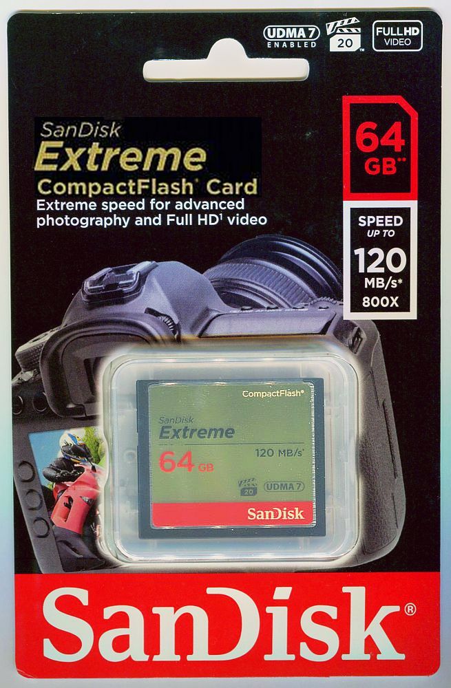 Sandisk 新品アウトレット(包装パッケージ不良/未使用新品) サンディスク 800倍速(読込120MB/s 書込85MB/s) CFカード Extreme 64GB UDMA7 対応 SDCFXSB-064G-G46