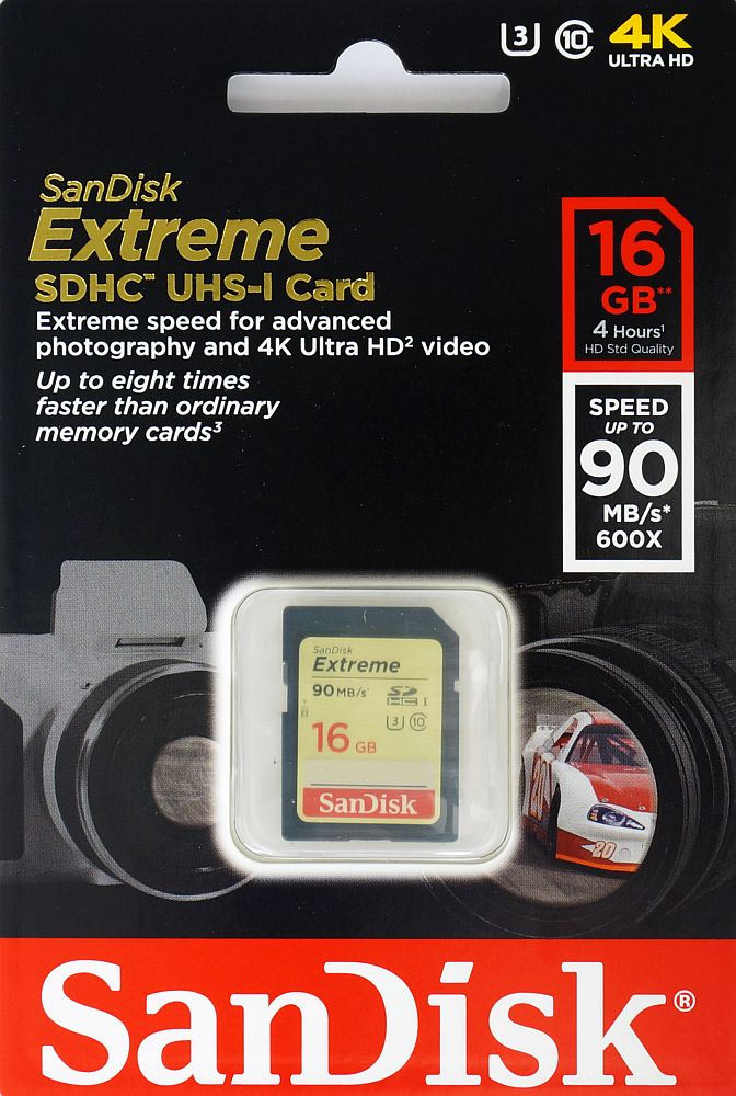 信頼のサンディスク製SDHCカード 高速転送に対応しハイエンドデジカメ等に最適です。 サンディスクは大切なメモリーを日常のトラブルから守るため、厳しい使用環境を想定したカードの耐久試験を実施しています。安心の防水、耐温度、耐衝撃、耐X線仕様です。 ■メーカー：SanDisk サンディスク ■シリーズ：Extreme ■製品型番：SDSDXNE-016G-GNCIN ■容量：16GB ■SDスピードクラス：Class10 ■UHS-I / U3対応 ■読込速度(最大)：600倍速 90MB/s ■書込速度(最大)：266倍速 40MB/s ■並行輸入品 ■ハードウェア保証期間：当店保証1年間(内、初期不良2週間)　