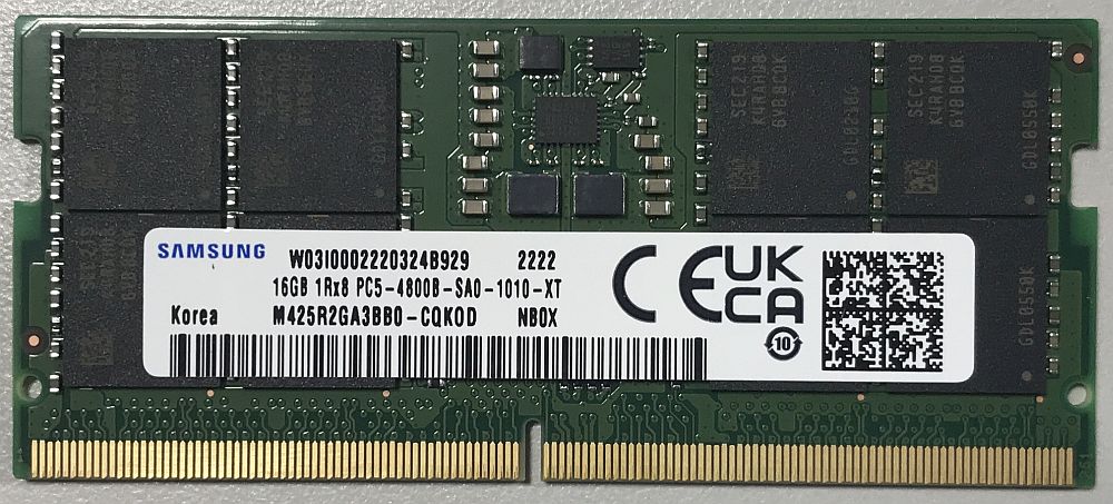 SAMSUNG ORIGINAL サムスン純正 PC5-38400 DDR5-4800 16GB ノートPC用 メモリー 262pin Unbuffered SO-DIMM M425R2GA3BB0-CQK バルク品