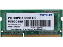 PATRIOT パトリオット PC3-12800 DDR3-1600 2GB SO-DIMM ノートPC用メモリ PSD32G160081S