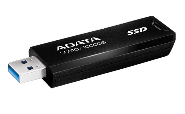 ADATA SC610 ポータブルSSD 1TB スティック型スライド式 R:550MB/s W:500MB/s ブラック SC610-1000G-CBK/RD