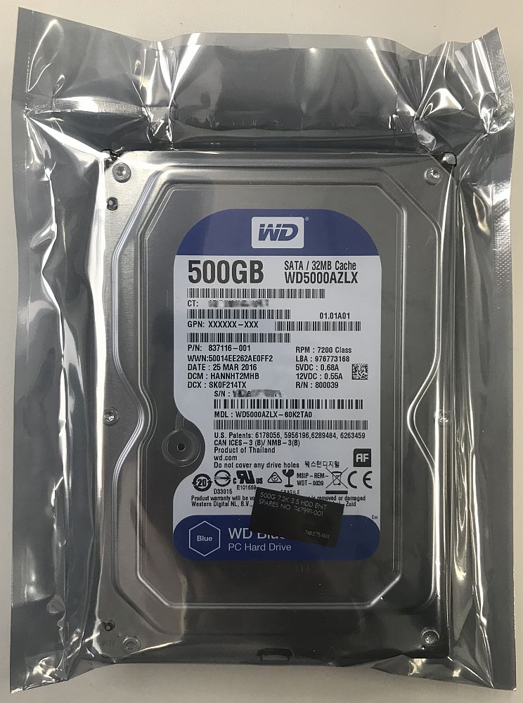 WesternDigital リファービッシュ 6ヶ月保証 ウエスタンデジタル 3.5inch HDD 500GB SATA 32MB 7200回 WD5000AZLX