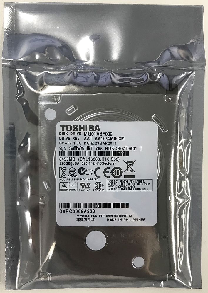 TOSHIBA リファービッシュ 6ヶ月保証 東芝 2.5インチ HDD 320GB SATA 7mm厚 5400回転 4Kセクター MQ01ABF032