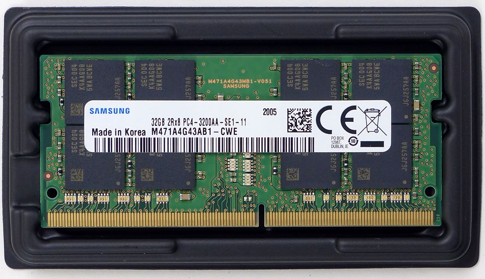 SAMSUNG ORIGINAL サムスン 純正 PC4-25600 DDR4-3200 32GB (2048Mx8) ノートPC用 260pin Unbuffered SO-DIMM M471A4G43AB1-CWE バルク品