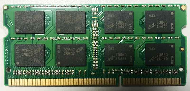 【中古】6ヶ月保証 マイクロンチップ搭載 低消費電力 ノートPC用メモリーモジュール 204pin SODIMM PC3L-12800 DDR3L-1600 8GB バルク品
