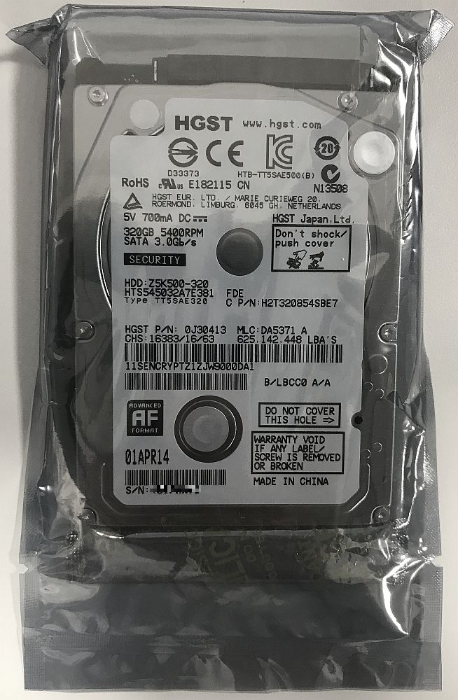 HGST 日立 Travelstar Z5K500 2.5インチ HDD 320GB SATA 7mm厚 5400回転 HTS545032A7E381