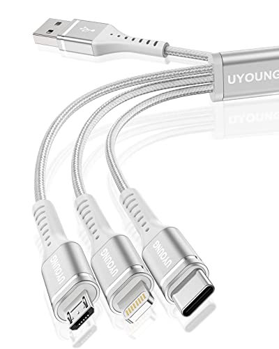 3in1 充電ケーブル 1.2m 充電コード Type-C/ライトニング/Micro USB ケーブル 3台同時充電 超高耐久一本で三台