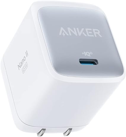 Anker Nano II 65W (PD 充電器 USB-C)【独自技術Anker GaN II採用/PD対応/PSE技術基準適合/折りたたみ式プラグ】MacBook Windows PC iPad iPhone Galaxy Android スマートフォン ノートPC 各種 その他機器対応 (ホワイト)