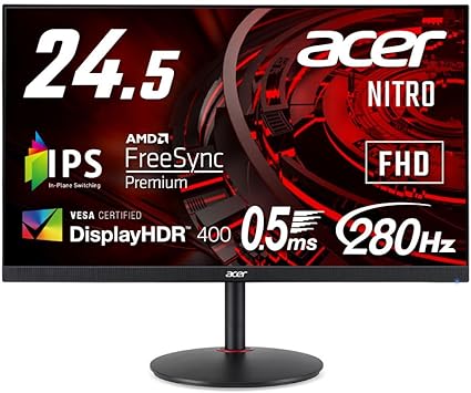 Acer Q[~Oj^[ Nitro XV252QZbmiiprx 24.5C` IPS  tHD 0.5ms 240Hz HDMI (280Hz DisplayPort/I[o[NbN) AMD FreeSync? Premium VESA DisplayHDR 400 Xs[J[ VESA}EgΉ  `g XCx s{bg X