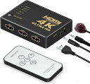 hdmi 切替器 5入力1出力：4K出力に対応した、3入力1出力のHDMIセレクター。本体の切り替えボタン、リモコンでの手動切替タイプで、USB給電ケーブル付のHDMI切替器。自動切り替えなし。*分配出力機能はありません。インストール簡単・手動・リモコン付き切り替え ：ス機器の電源ON・OFFによる自動切り替え機能がなく、本体の切り替えスイッチ・リモコンのみで誤作動がなく、安心して使用できます。 LEDランプ付きで、現在の選択機器もひと目でわかります。リモコン付き：本体から離れていてもリモコンで切り替えができます。 受信機付きなので本体をテレビの裏側に設置していても、受信機を表に出すことでリモコン操作が可能です。 背面に本体を隠せるのでテレビ周りがスッキリした状態で使用できます。コンパクト・配線上手：邪魔にならないコンパクトサイズで、入力端子・出力端子が同じ面にあるので、 ケーブルが前に飛び出すことなく、きれいに配線できます。テレビやモニターの後ろに収納しやすいです。USB給電ケーブル：HDMI機器からの電源供給によるバスパワー駆動に対応していますが、もしもの電源供給不足による映像の乱れや途切れなども、USB給電することにより回避できます。 テレビやHDMI機器のUSBポート、USB充電器に接続し電源供給することができます。18Gbps・高速・安定な伝送：HDMI切替機は、18Gbpsのビデオ帯域幅に対応しています、入力および出力AWG26 HDMI標準ケーブル長は最大5mに達することができます。遅れでない画像や音質の損失なし。対応機器：入力：fire tv stick、XBox 360、XBox One、PS3 / PS4、Pro、switch、ゲーム機、Blu-Ray DVDプレーヤー、TV BOX、クロームキャストChromecast、PC、パソコン用テレビチューナーなど。出力：テレビ、HDTV、モニター、プロジェクターなど。HDMIディスプレイをご利用の環境、例え企業会議、教育現場、店頭宣伝と広告など場面に欠かせないhdmi セレクターです。保証：HDMI端子全てに金メッキ加工を採用。サビに強く信号劣化を防ぎます。※何か映らないところあったら、いつでもご連絡してください。サイズ ： 5入力1出力サイズ ： 11 x 9.9 x 2.9 cm; 110 g