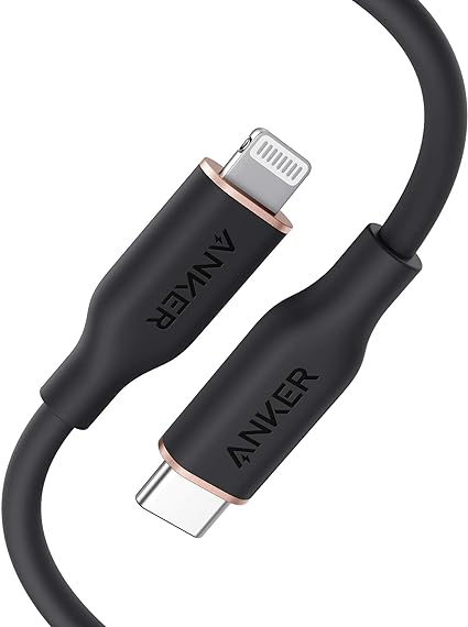 Anker PowerLine lll Flow USB-C & CgjO P[u MFiF Anker܂ȂP[u USB PDΉ VRfލ̗piPhone 14 / 14 Plus / 1.9m ~bhiCgubN)