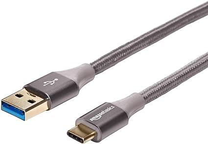 Amazonベーシック USB-C to USB-A 3.1 Gen 1 高速充電ケーブル ナイロン編みコード 高速5Gbps USB-IF認証取得 Apple iPhone 15/iPad/Samsung Galaxy/タブレット/ノートパソコン用 3.0 m ダークグレー