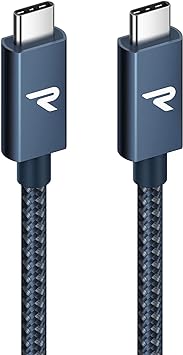 RAMPOW USB C ケーブル【100W PD対応/USB 3.2 Gen 2x2-20Gbpsデータ転送】PD3.0/QC3.0超高速充電 4K/60Hz 映像出力対応 超高耐久 iPhone15シリーズ勤務/出張支援 ネイビー 1M