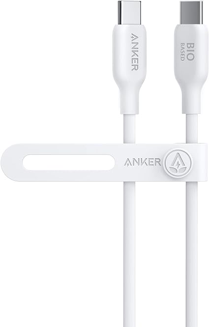 Anker 543 エコフレンドリー USB-C & USB-C ケーブル 植物由来素材 240W 急速充電 MacBook Pro 2020 / iPad Pro 2020 / iPad Air 4 / Samsung Galaxy S21各種対応 (0.9m ホワイト)